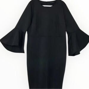 New ~ Eloquii ~ Dress ~ Women’s ~ 2X ~ Black ~ Size 22 ~Flare Sleeve ~Scuba~NWT